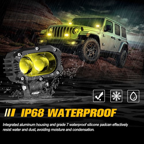 2X Yellow 4inch LED Work Light Bar Spot Pods Fog Lamp Offroad Driving Truck 4WD - Picture 4 of 14