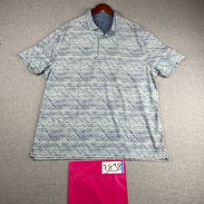 Hickey Freeman Polo Shirt XL Blue Geometric Striped Performance Golf Mens