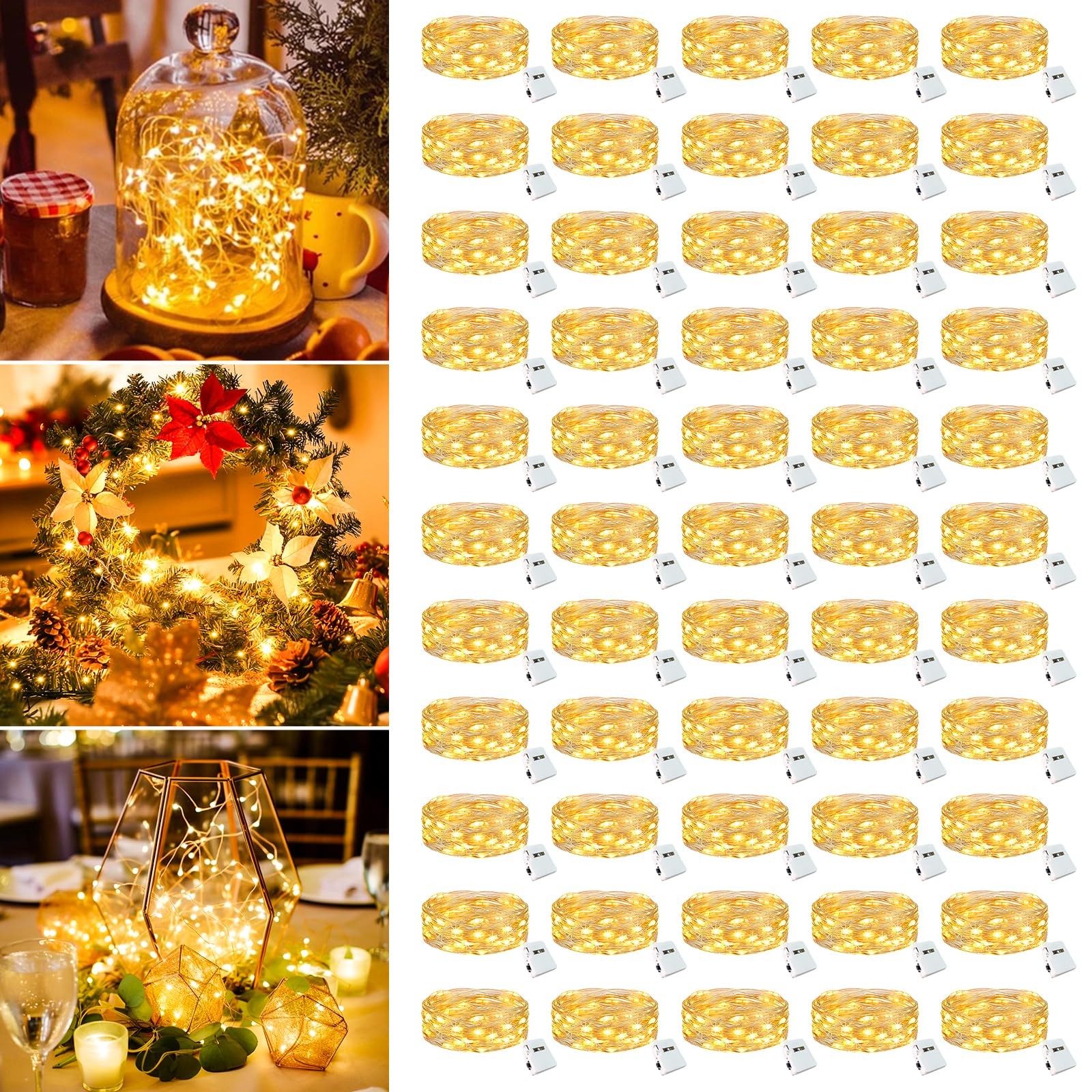 50 Pack Fairy Lights Battery Operated - 7ft 20 Led Twinkle Lights 3 Modes, Bu...