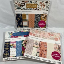 Recollections Lot of 3 Floral Scrapbook Paper Pink Garden Harvest Meadow 12x12