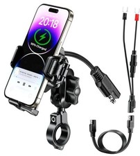 Motorcycle Phone Mount Handlebar Holder with Qi 15W Wireless Charger 36W
