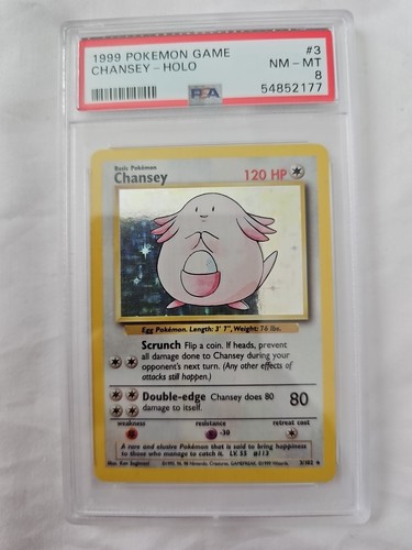 Chansey 3/102 PSA 8 NM-MT Holo Rare Pokemon Card Base Set Unlimited