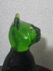 RARE Vintage URANIUM GLASS Avocado Green KANAWHA  Glass 5” Smiling Cat — photo 6