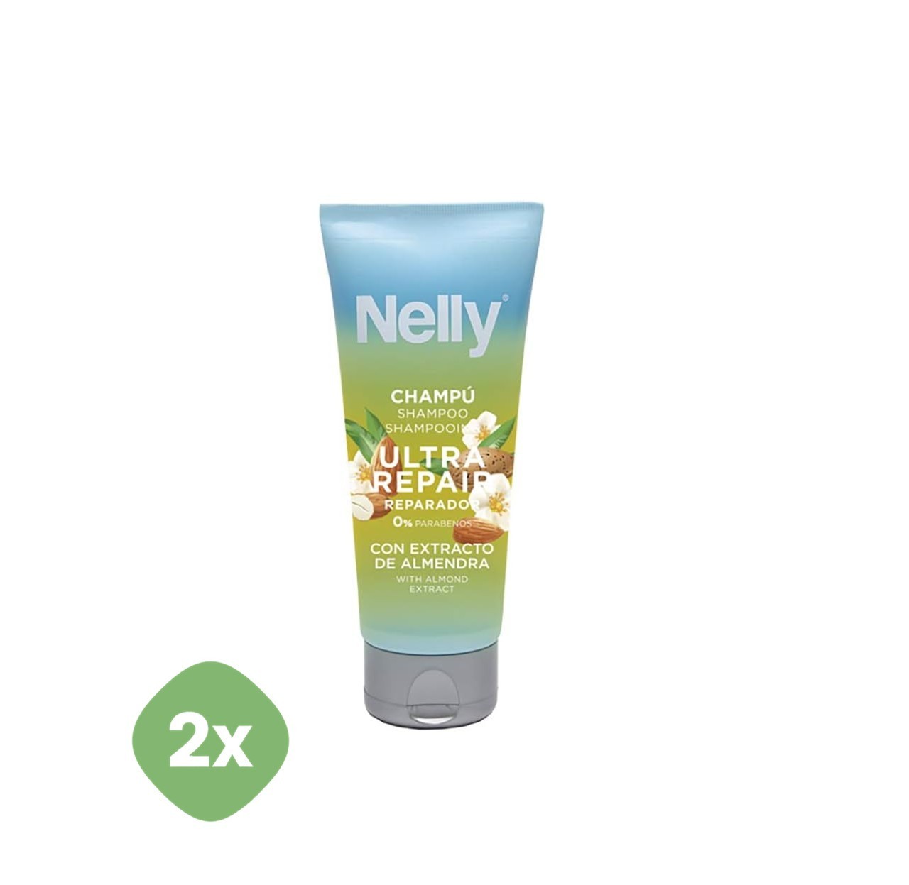 2x Nelly Ultra Repair Almond Repair Shampoo 100 ml for Damaged Hair
