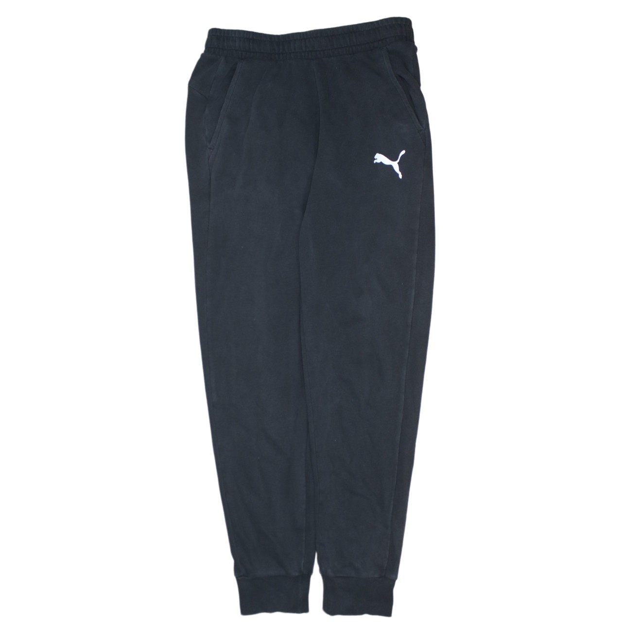 Puma Mens Joggers Black Nylon Blend Elastic Waist Cuffed Hem Pockets Logo M