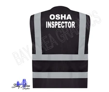 OSHA Inspector Safety Vest High Visibility Black Reflective 2" Strips w/ Pockets