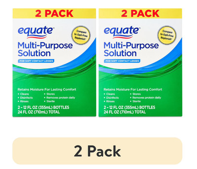 Equate Multi-Purpose Solution Twin Pack, 12 fl oz, 4 Ct, Cleansing & Disinfectin