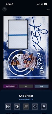 Topps Bunt Kris Bryant 2020 Color Splash Team Relic Signature /649Cubs READ