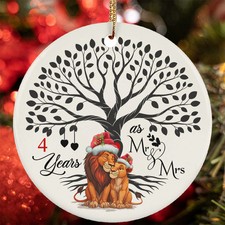 4th Wedding Anniversary Ornament Lion Couple 4 Year As Mr Mrs Christmas Gift