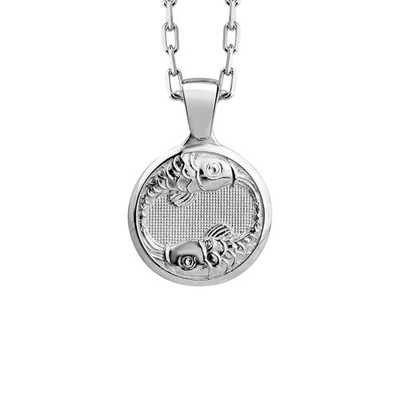 Fische Sternzeichen Halskette aus poliertem Sterlingsilber mit Kette für Damen