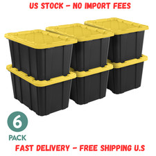 NEW. Sterilite Large Storage Bin, 27 Gallon Durable Plastic Storage Tote, 6 Pack