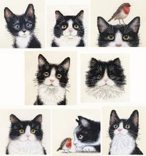 BLACK & WHITE TUXEDO CAT KITTEN Full counted cross stitch kit SEWING GIFT CRAFT