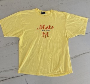 Vintage New York Mets Adidas Shirt 2XL XXL Yellow