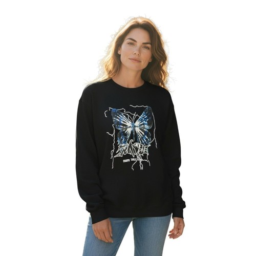 Shein Sweater  Size S Black  100% Polyester Butterfly  #255 - Picture 1 of 7