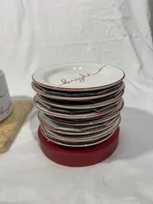 New Pottery Barn Christmas Merry & Bright Set Of 8 Appetizer Plates