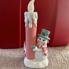 Mr. Christmas Snowman Nostalgic Flickering LED Resin Candle w/4 Hr Timer, 12.5"