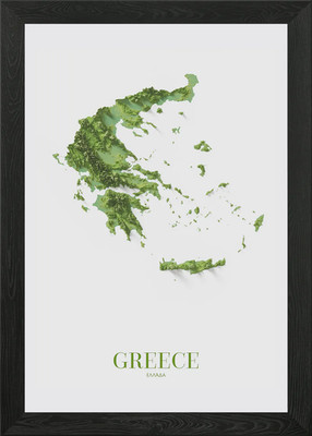 Greece Shaded Relief Map Framed Wall Art Poster Canvas Print Picture