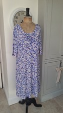 David Nieper Midi Dress, Size 20, Cowl Neck, Mauve, Blue Flattering Easy Wear