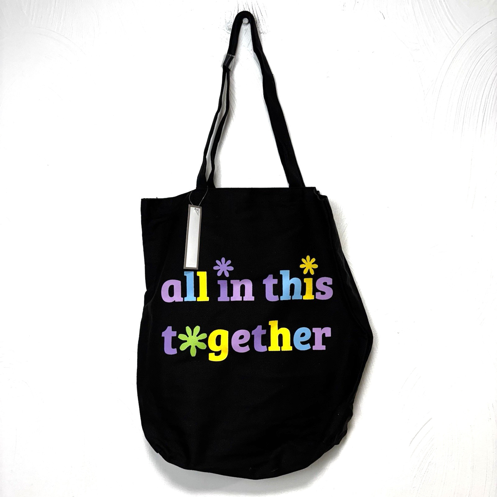 NEW All In This Together Tote Bag Black Canvas Positive Quot