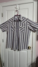 Vintage Western Frontier Pearl Snap Shirt Men XXLT Striped Made in USA Cowboy