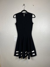 Alexander McQueen Cut-Out Ribbon Detail Fit And Flare Mini Dress Black Size 2-4