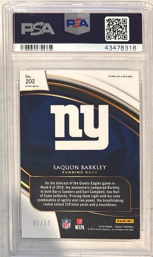2018 Saquon Barkley Select Field Level Gold Prizm RC- PSA 9 Mint... #1/10 - Picture 2 of 2