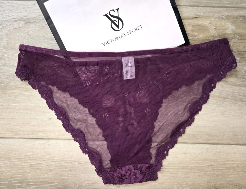 Victoria's Secret Dream Angels Purple Sheer Mesh Lace Velvet Cheekini Panties M - Image 2 of 3