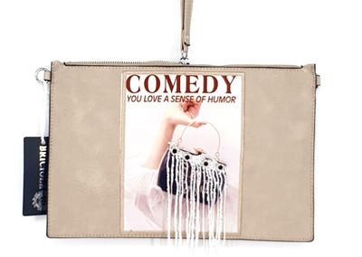 ITALY Damen Clutch Handtasche Tasche Umhängetasche Schultertasche beige NEU