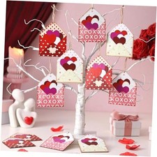 12 Pcs Valentine's Day Wooden Ornaments Hanging Tree Decorations Red Pink