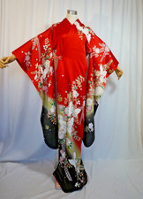 Japanese kimono SILK"FURISODE" long sleeves,BT,GLD/LAME threads,Plans,5'4"..3847