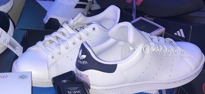 adidas Stan Smith Core White Navy Low Top Leather Lace Up Sneakers M20325
