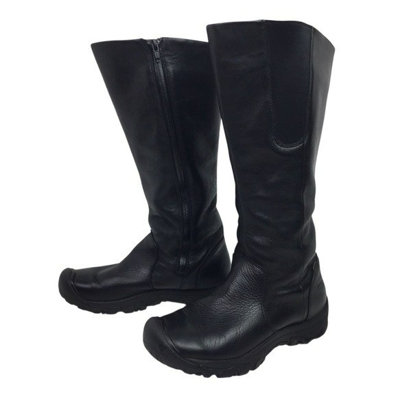 Stivali Keen isolati impermeabili al ginocchio con zip in pelle donna 9 neri