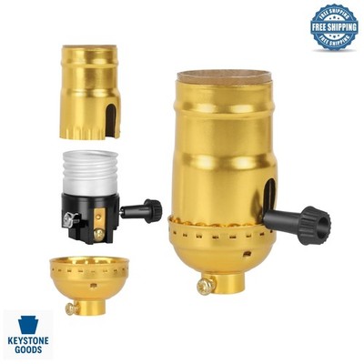 Gold 2-Way E26 Lamp Socket with Turn Knob,  Listed, Adjustable Brightness for...