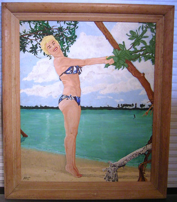 MCM Painting Pop Art Portrait Woman Model Bikini Miami Florida 1950s