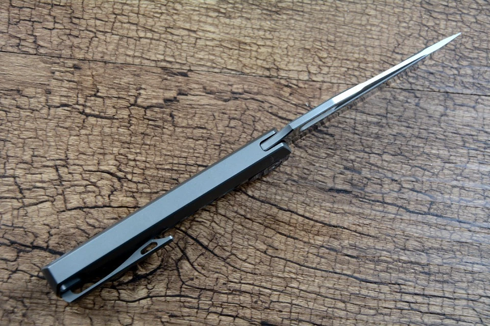 TWOSUN 折叠刀 M398 刀片陶瓷滚珠轴承 TS451 One 实心 Timascus Ti — 第 3/4 张图片