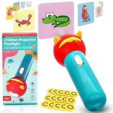 Childrens Projector Torch Flashlight - 15 Discs, 120 Images, Educational Gift