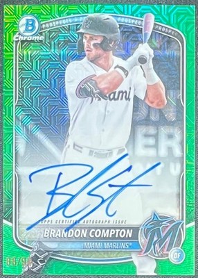 2025 BOWMAN CHROME BRANDON COMPTON GREEN MOJO REFRACTOR MARLINS #88/99
