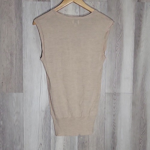 LL Bean maglione donna piccolo vintage lana merino gilet marrone anni 50 60 leggero - Foto 6 di 8