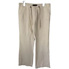 Sanctuary Clothing Peace Wide Leg Pants 100% Linen Size 29 Beige Mid Rise Boho