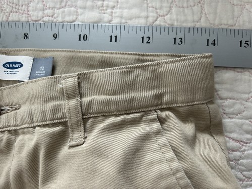 Old Navy Straight Leg Khaki 12 Uniform Pants Youth Cotton Boys F65 - Picture 5 of 9