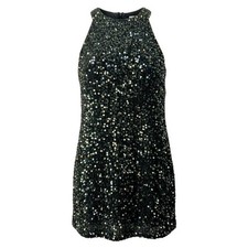 H&M Green Sequin Mini Dress Size S Party Cocktail Christmas Stretch Fabric EUC