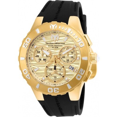 Technomarine Men's Watch Cruise Medusa Chrono Gold Dial Black Strap TM-115079