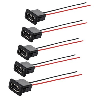 Greluma 5pcs 3A 2 Pin USB Female 2 Wire USB Female with Snap Groove Buckle