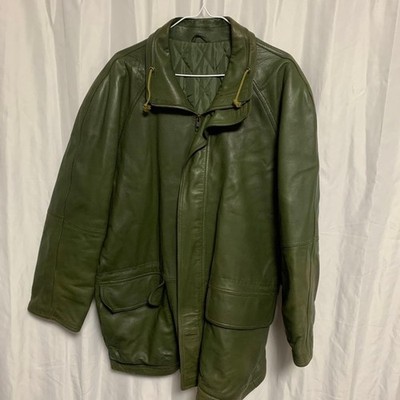 Massimo Alba Green Leather Half Coat Size L - Fall/Winter genuine leather coat