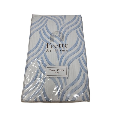 NEW Frette King Duvet Cover Cotton Blue White Levanto Coastal Made in Portugal