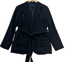 Banana Republic Womens Lightweight Belted Utility Blazer Size 14 Black