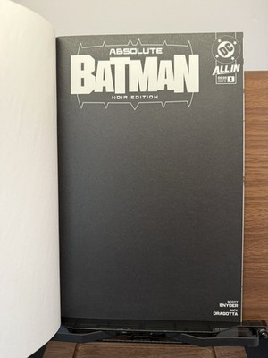 Absolute Batman #1 Noir Edition Blank Black Variant Cover DC Comics 2024 NM