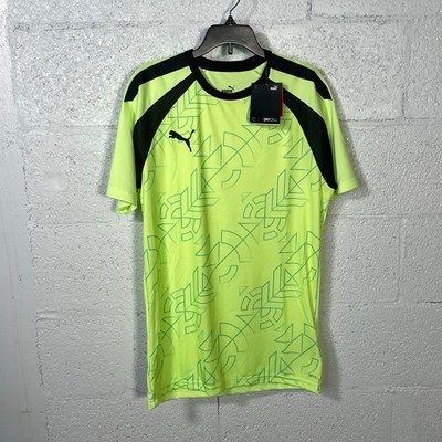 Puma Men's TeamLIGA Geometric-Print Moisture Wicking Shirt - Neon/black Small