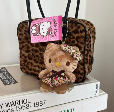 Sanrio Hello Kitty Leopard Cheetah Print Dress Plush Keychain Gyaru Y2K NWT