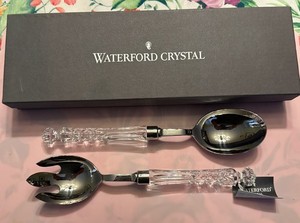 Waterford Crystal 11 1/4”SALAD Serving Server Set Fork & Spoon Ireland Lismore